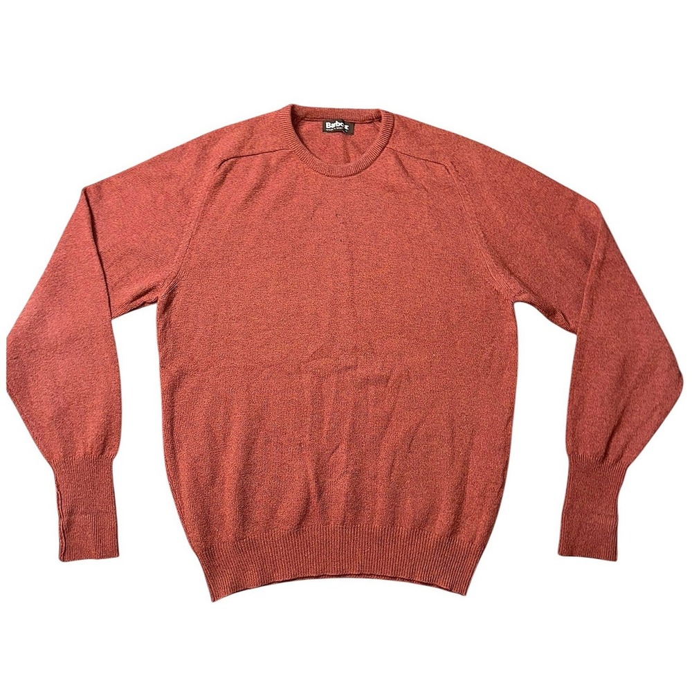 Barbour Mens Wool Crewneck Sweater Rust Orange Made in Scotland Large 0011UK01W